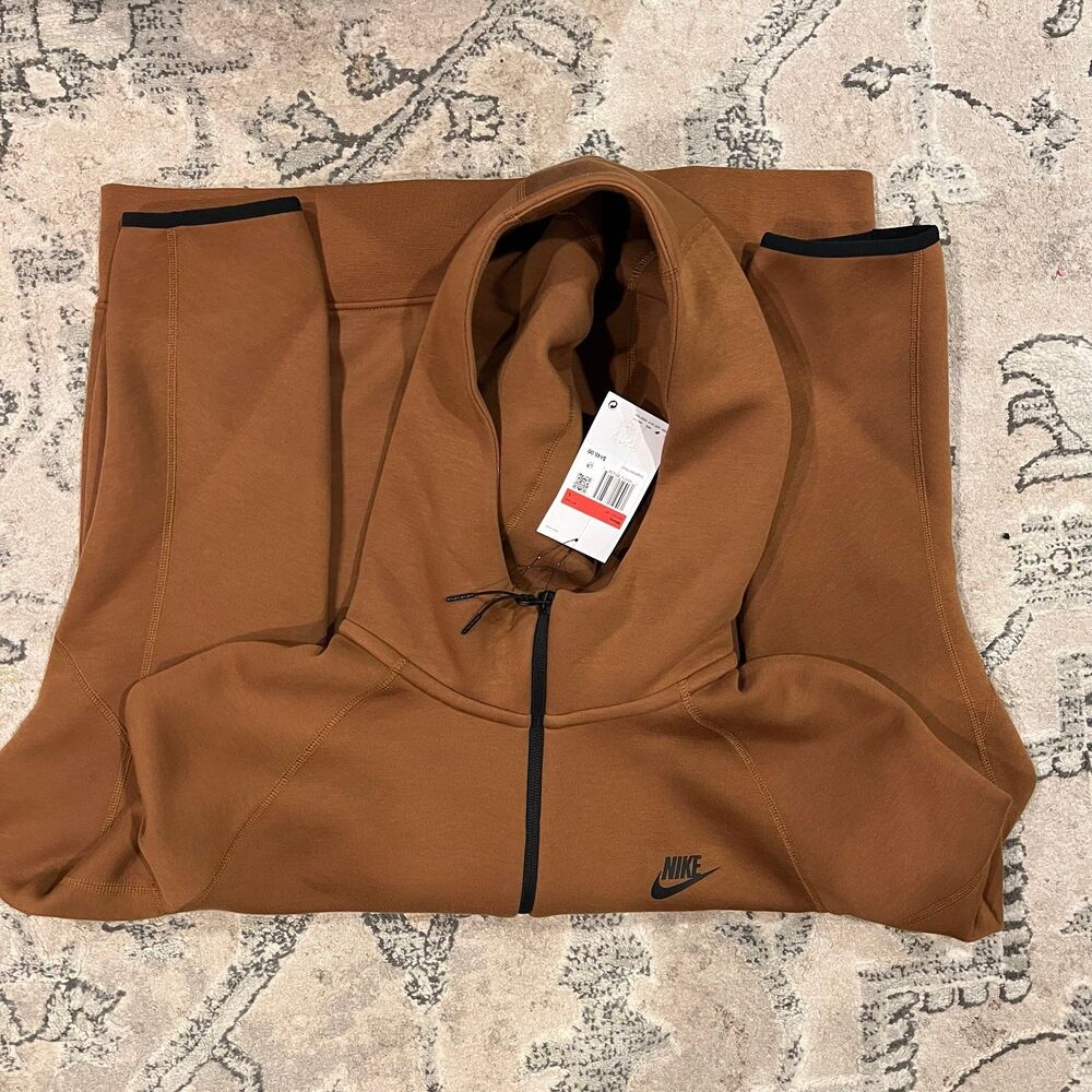 Nike Sportswear Tech Fleece Brown/Black Windrunner Full Zip Hoodie L - Picture 4 of 4